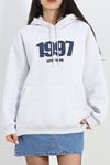 Kot Nakışlı Oversize 3 İplik Sweat Gri - 2442.336.ERC3025