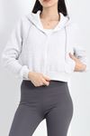 Kapşonlu Crop Sweat Gri - 20750.1873.ERC3025