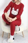 Nakışlı Fitilli Pijama Takımı Bordo1 - 19219.1048.ERC3025