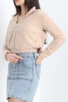 Fermuarlı Crop Peluş Sweat Bej - 9060.1153.ERC3025